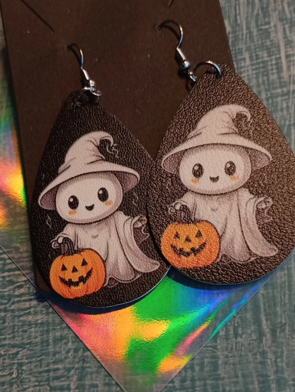 $8 Each Or Bundle 5/$20 Cute Ghost Pumpkin Teardrop Earrings - Black & Orange